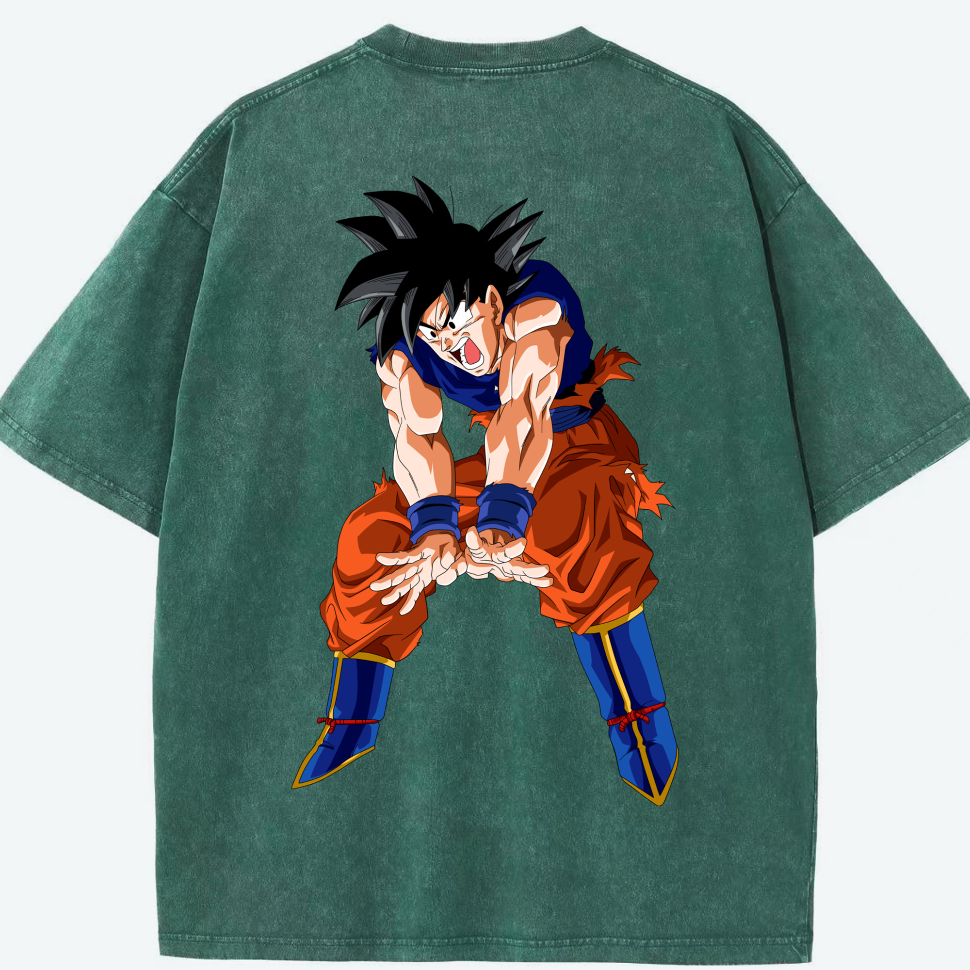 （画像用） ドラゴンボール 孫悟空（そん ごくう）Son Goku カカロット DRAGON BALL Kakarotto 綿100% ヴィンテージ風 半袖Tシャツ（背面プリント）